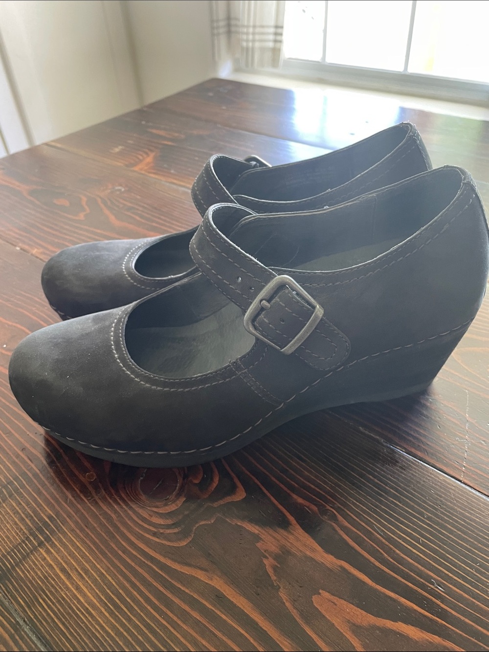 Dansko Suede Sandra Wedge Mary Jane Shoes